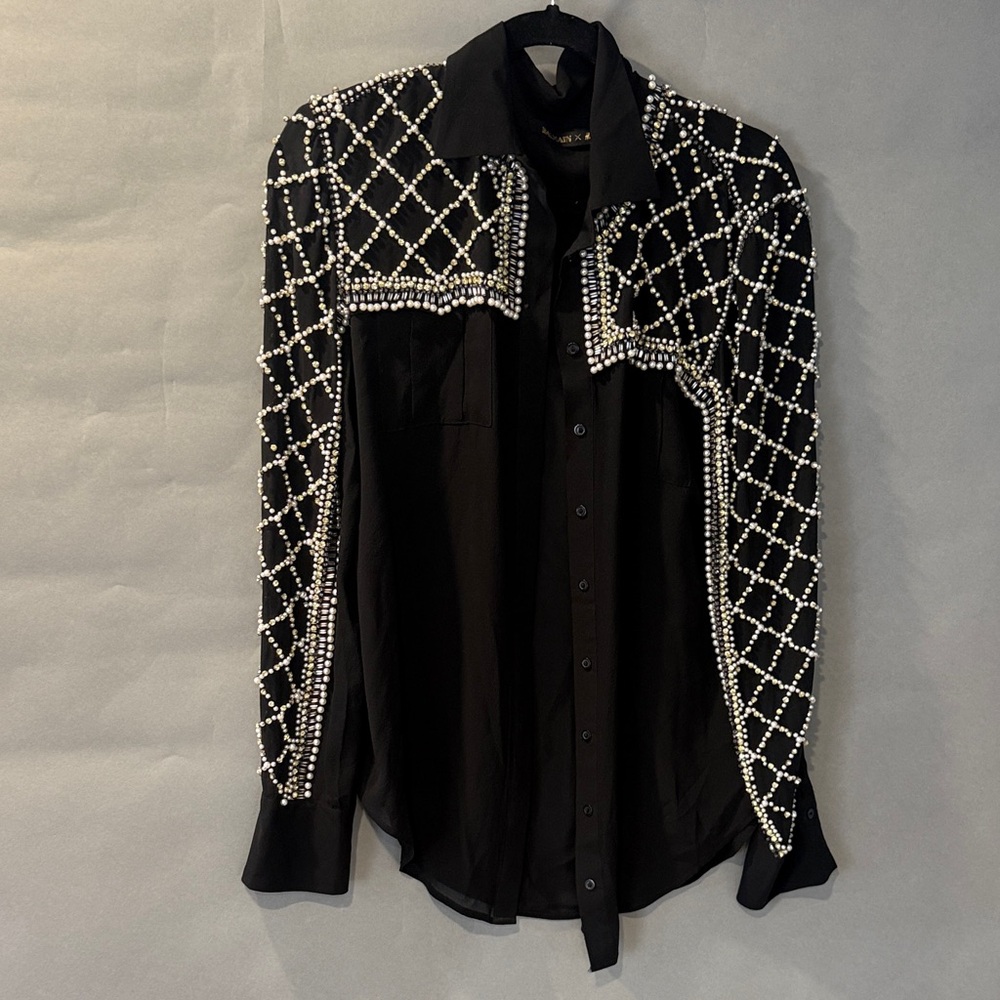 BALMAIN x H&M -Black Beaded women's Shirt